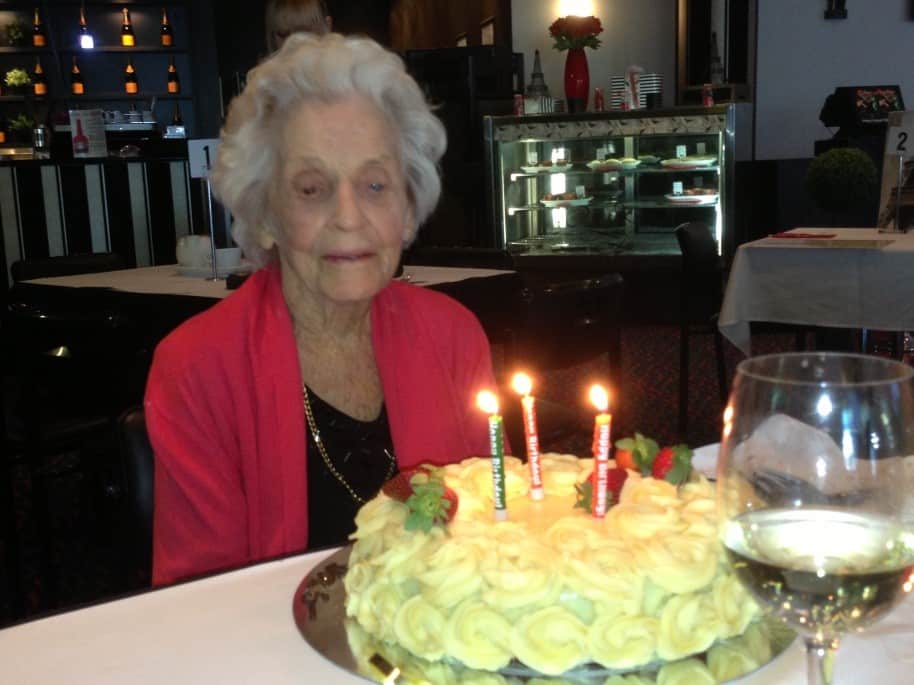 Doris at her 99th birthday last August